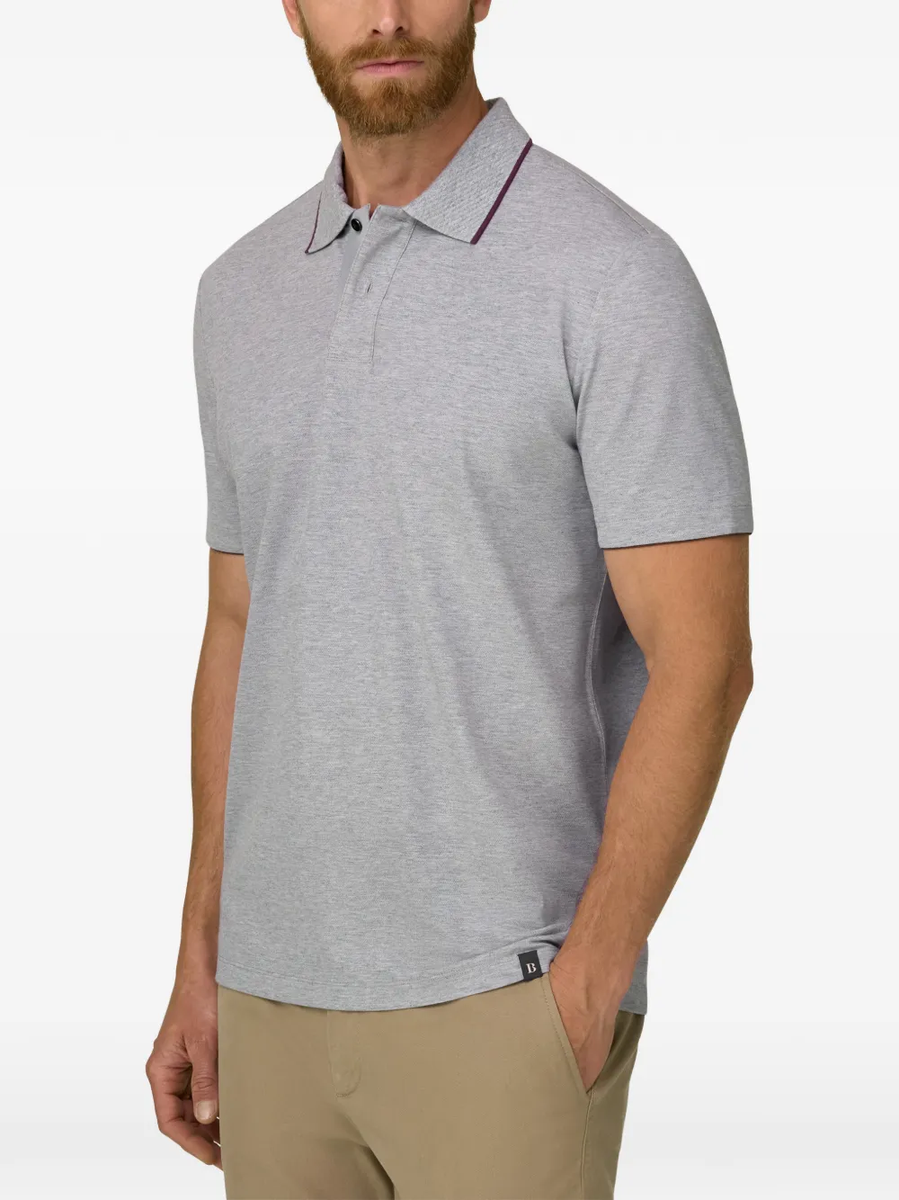 Boggi Milano Poloshirt van stretch-katoenblend piqué Cool Jade-Fresh Grijs