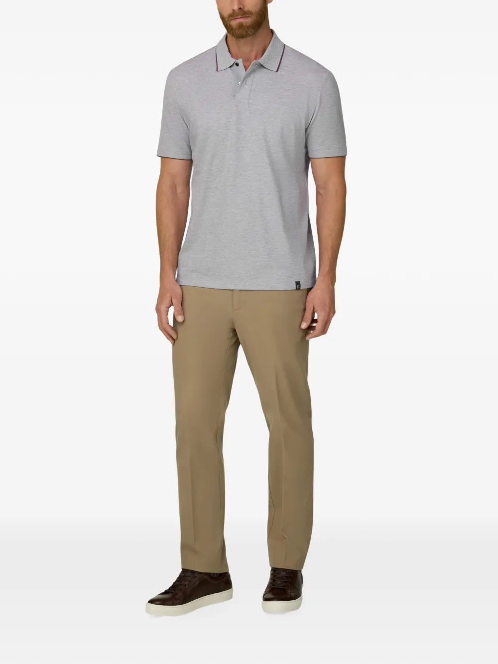 Boggi Milano Poloshirt van stretch-katoenblend piqué Cool Jade-Fresh Grijs