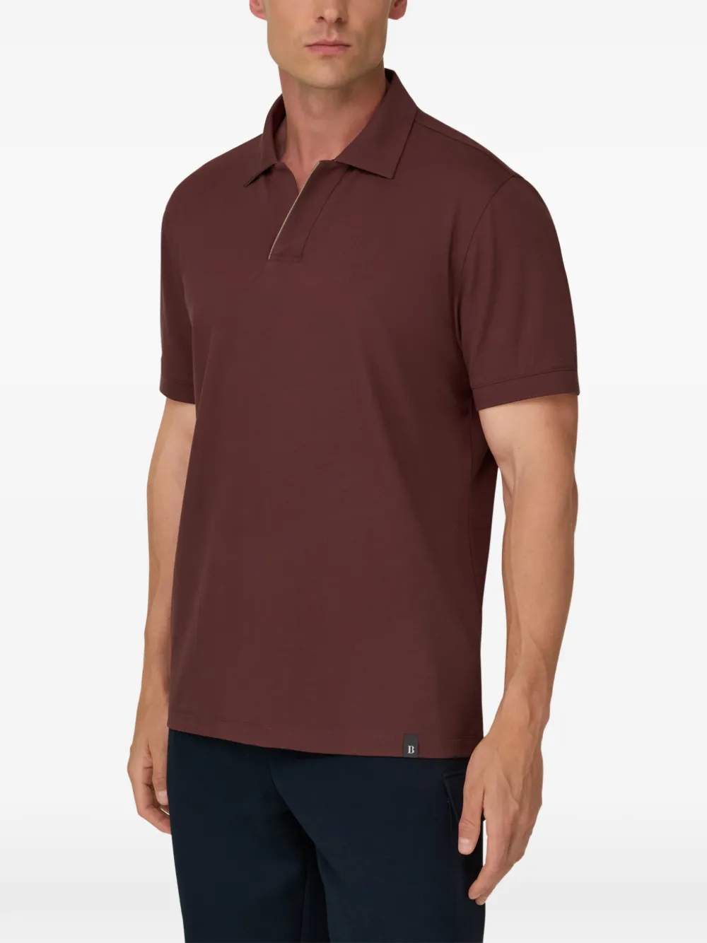 Boggi Milano Poloshirt van stretch-katoenen blend met piqué-effect Rood