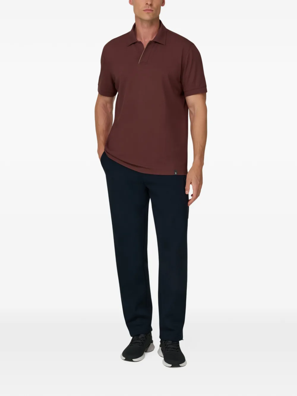 Boggi Milano Poloshirt van stretch-katoenen blend met piqué-effect Rood