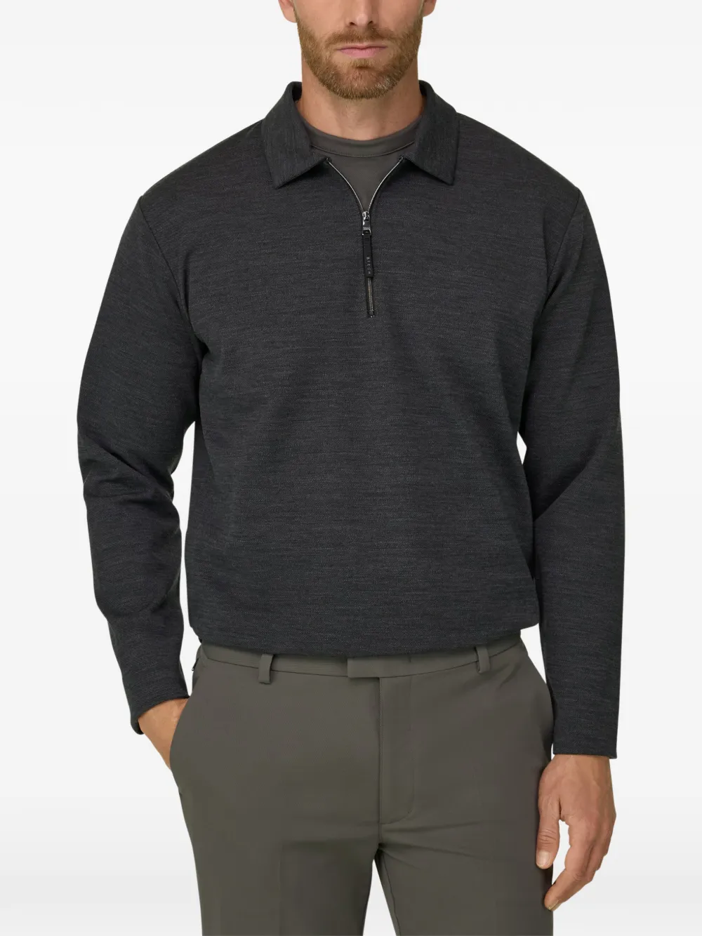 Boggi Milano Sweater van wolblend met kwartrits Grijs