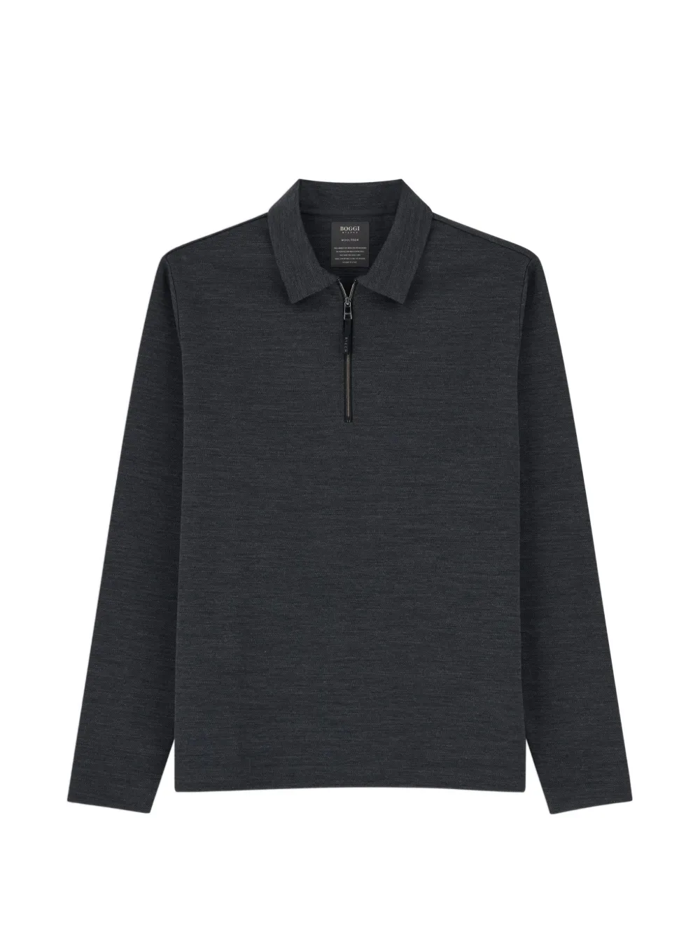 Boggi Milano WOOLTECH 羊毛混纺斜纹拉链领卫衣 | 灰色 | Image 1