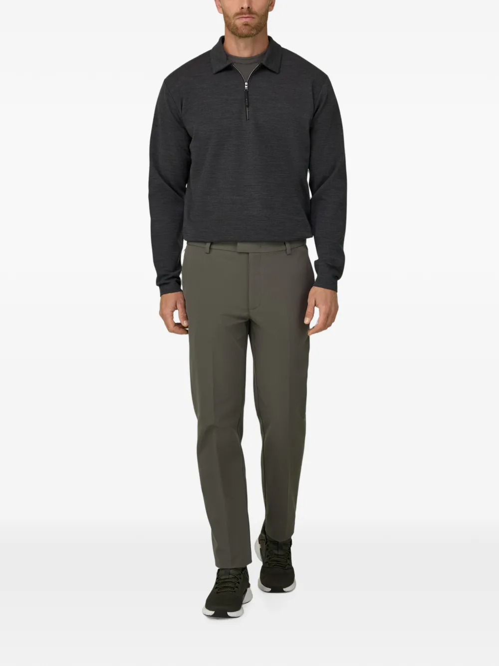 Boggi Milano Sweater van wolblend met kwartrits Grijs