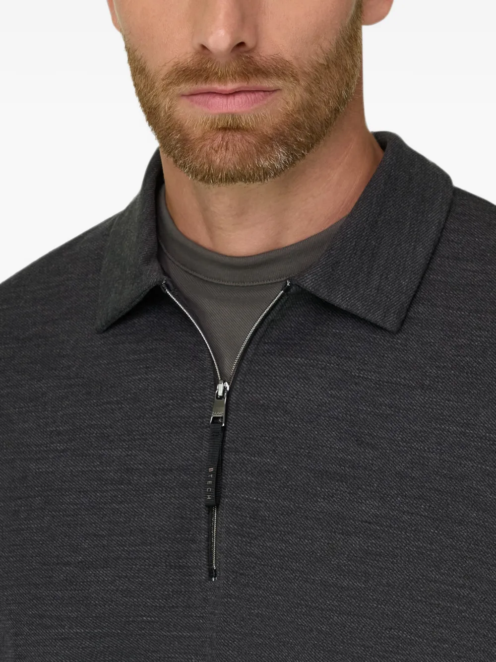 Boggi Milano Sweater van wolblend met kwartrits Grijs