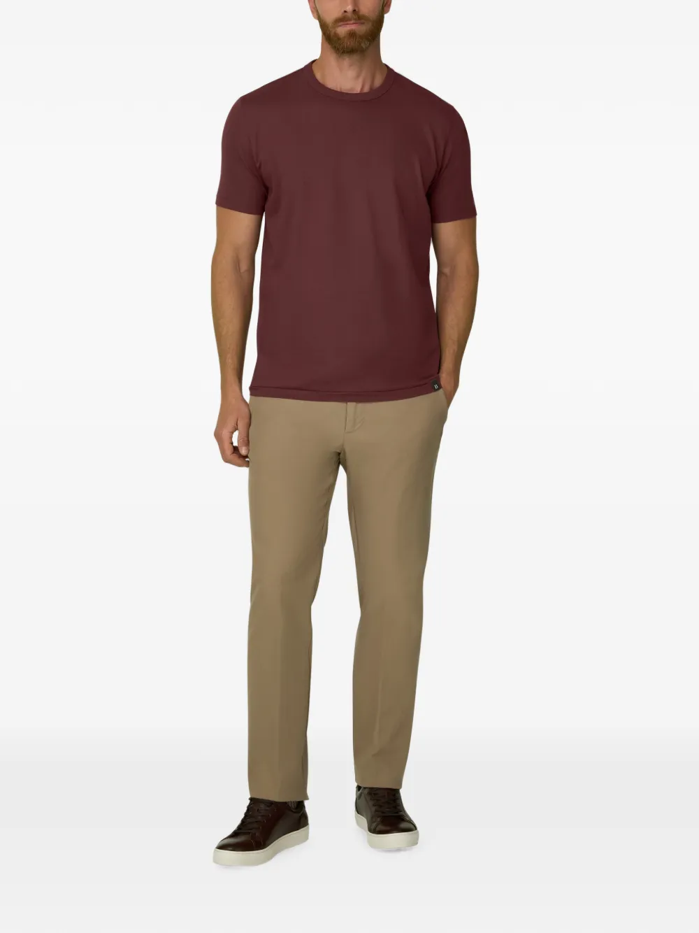 Boggi Milano T-shirt van diagonale jersey B Tech katoenblend Rood