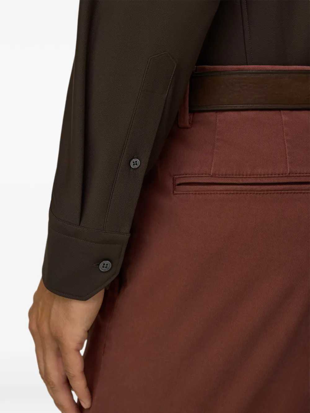 Boggi Milano Stretch nylon B Tech slim-fit overhemd Bruin
