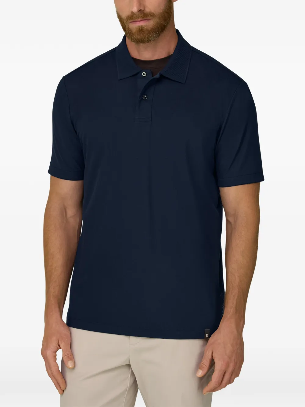Boggi Milano Poloshirt van stretch-katoenen blend met piqué-effect Blauw