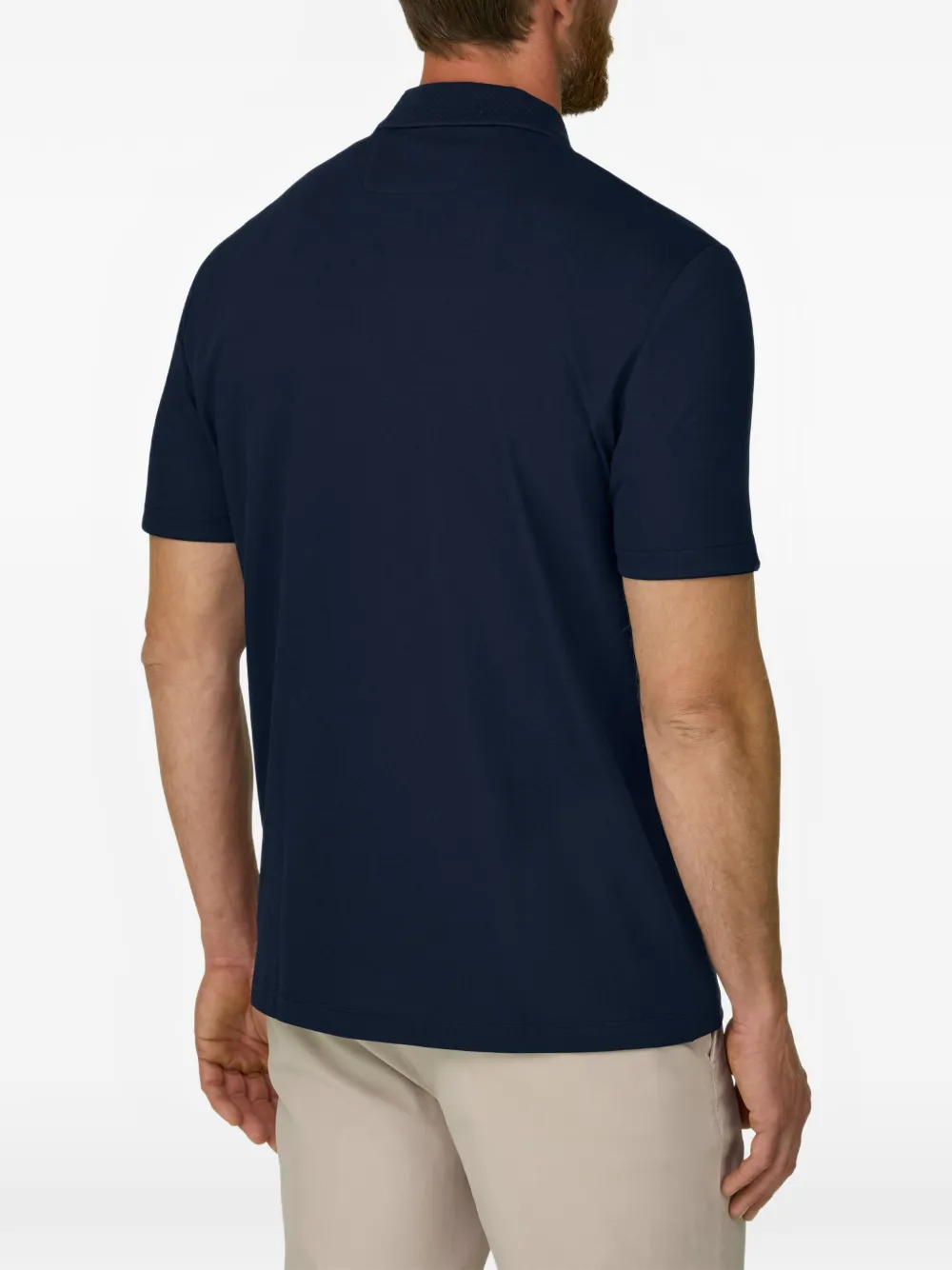 Boggi Milano Poloshirt van stretch-katoenen blend met piqué-effect Blauw