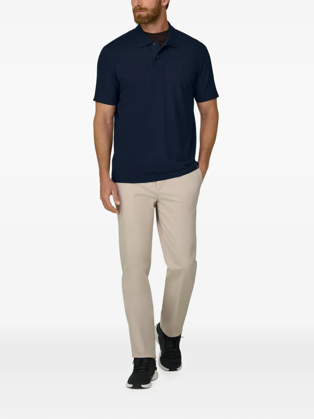 Boggi Milano Poloshirt van stretch-katoenen blend met piqué-effect Blauw