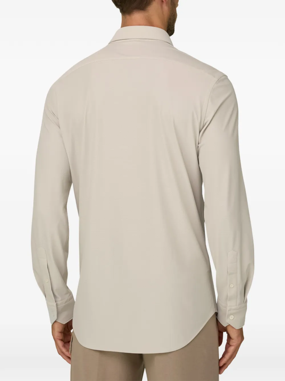 Boggi Milano Stretch nylon B Tech slim-fit overhemd Beige