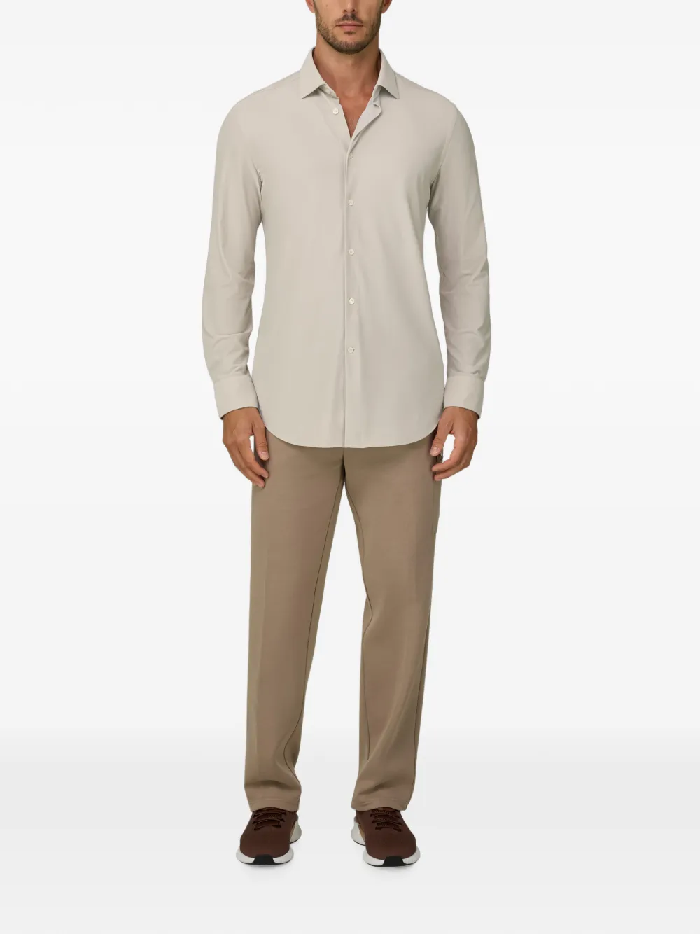 Boggi Milano Stretch nylon B Tech slim-fit overhemd Beige