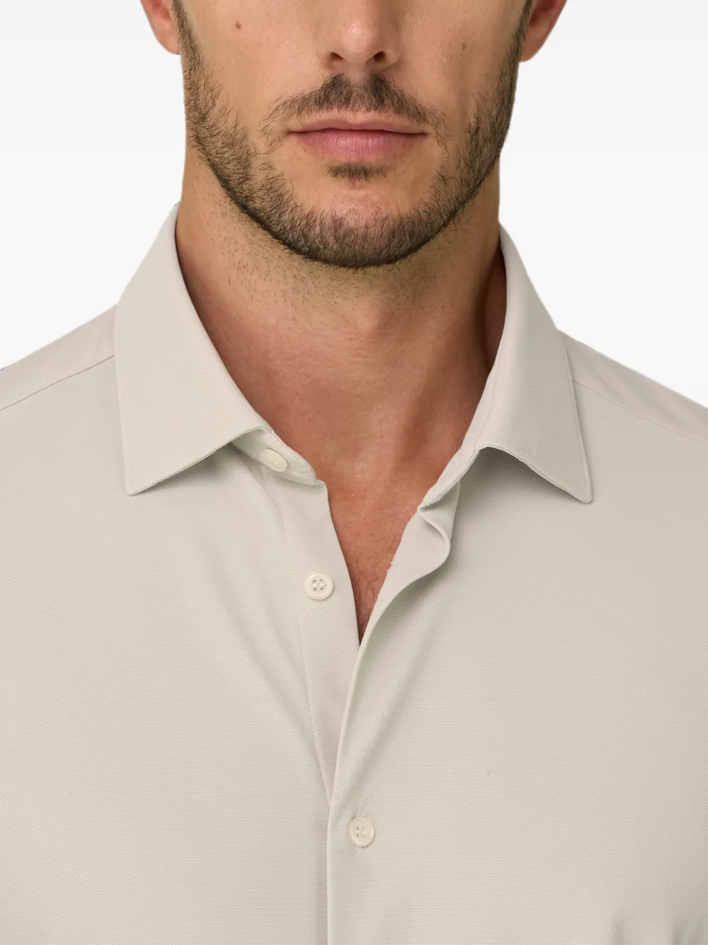Boggi Milano Stretch nylon B Tech slim-fit overhemd Beige