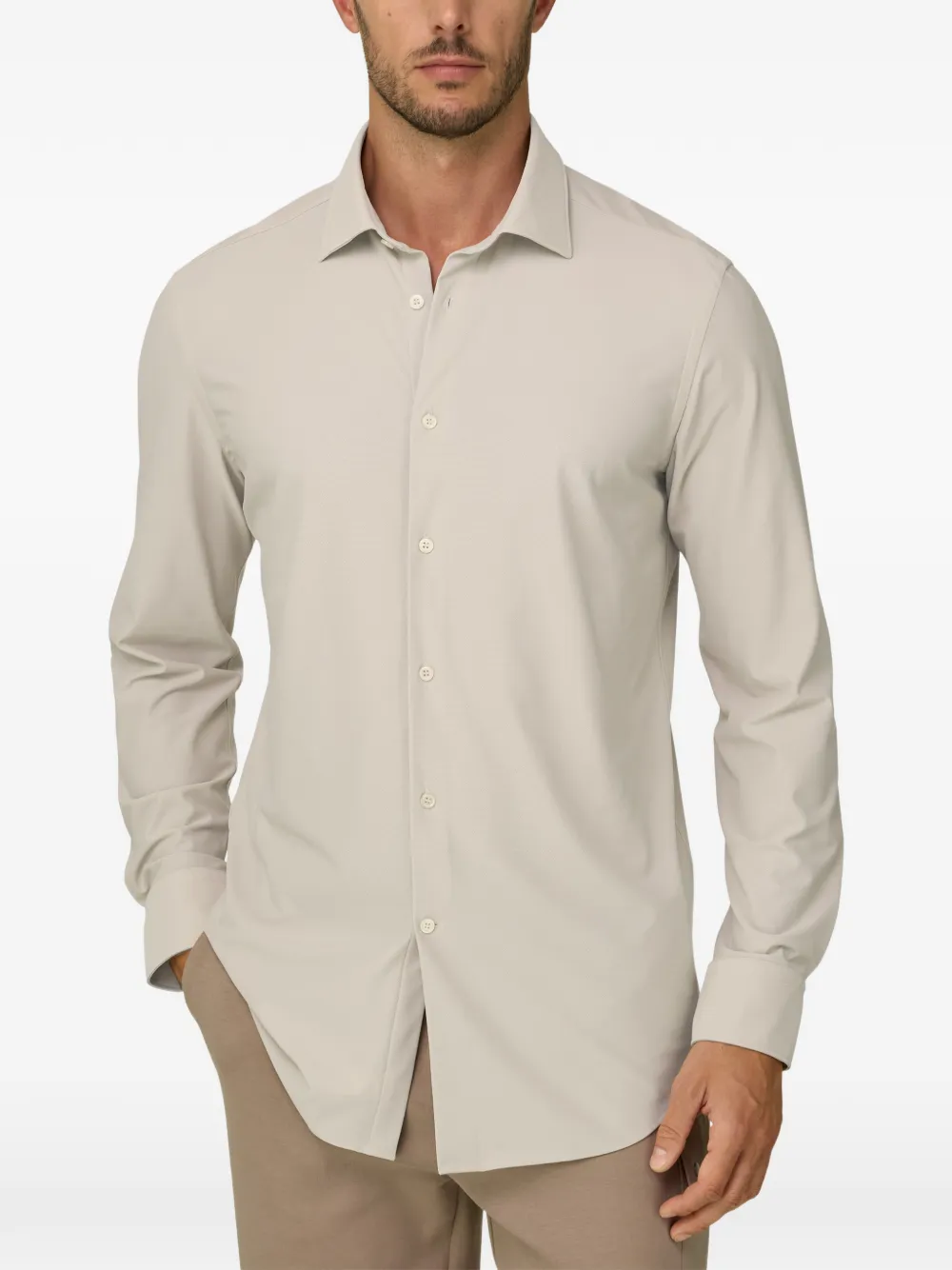 Boggi Milano Stretch nylon B Tech slim-fit overhemd Beige