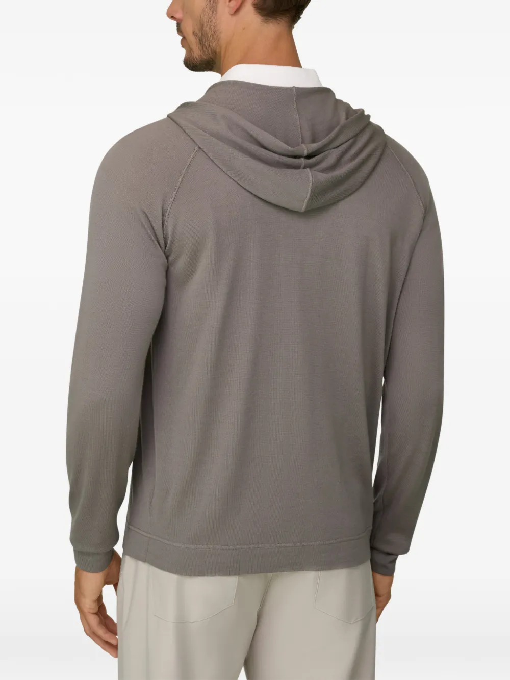 Boggi Milano Gebreide sweater hoodie met rits en superfijn merinowol Grijs