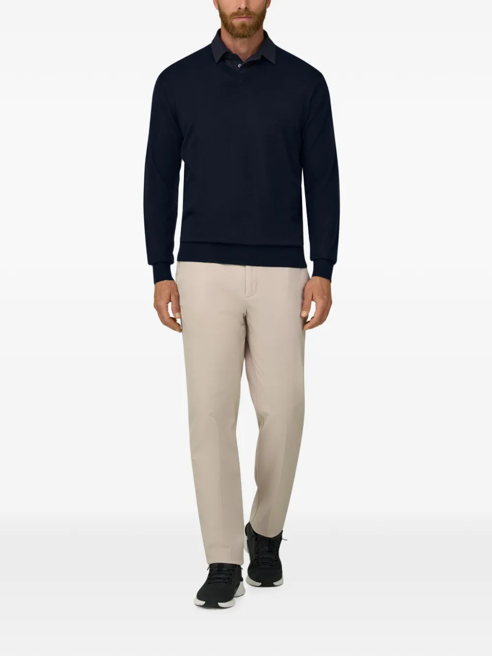 Boggi Milano Trui van merinowol met V-hals Blauw