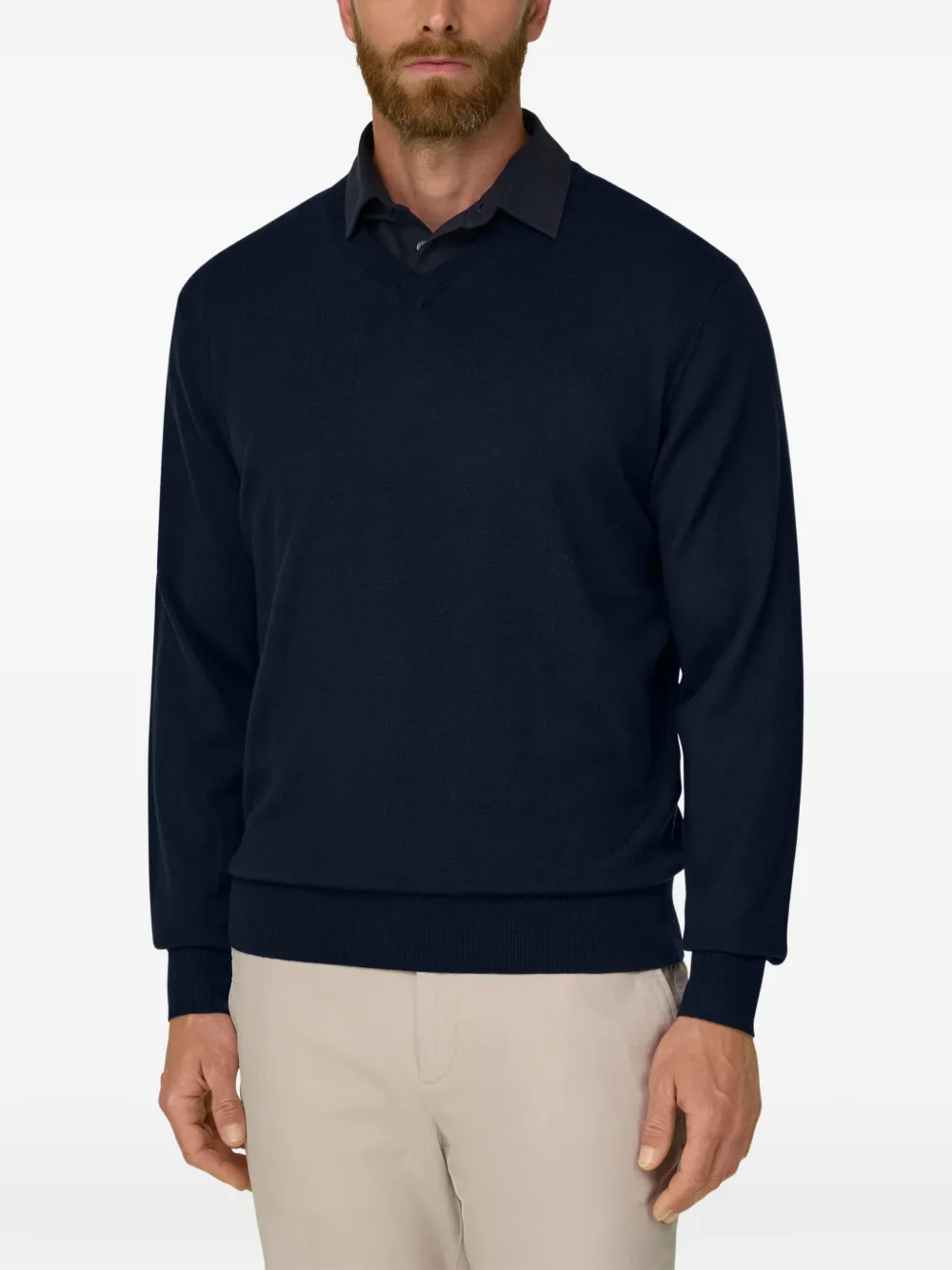 Boggi Milano Trui van merinowol met V-hals Blauw