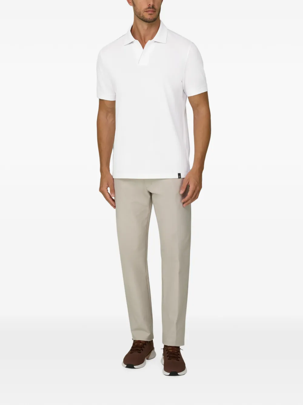 Boggi Milano Poloshirt van stretch-katoenen blend met piqué-effect Wit