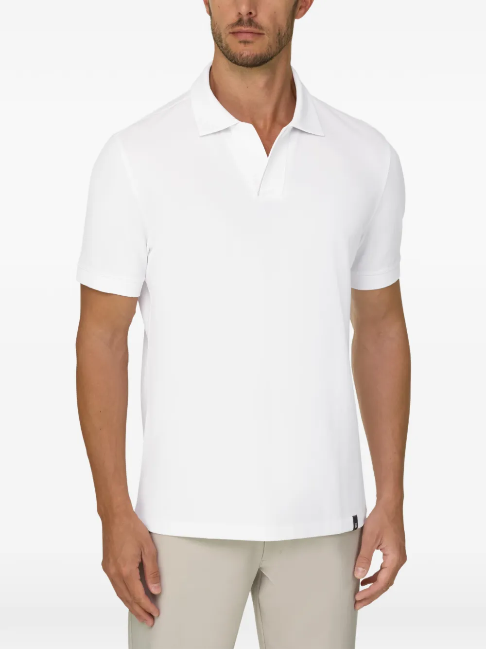 Boggi Milano Poloshirt van stretch-katoenen blend met piqué-effect Wit