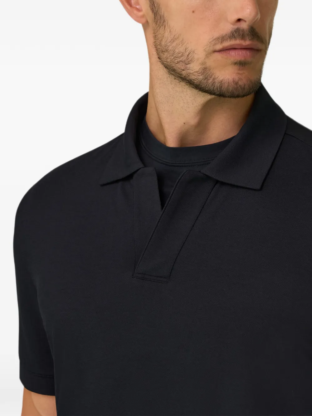 Boggi Milano Poloshirt van stretch-katoenen blend met piqué-effect Zwart