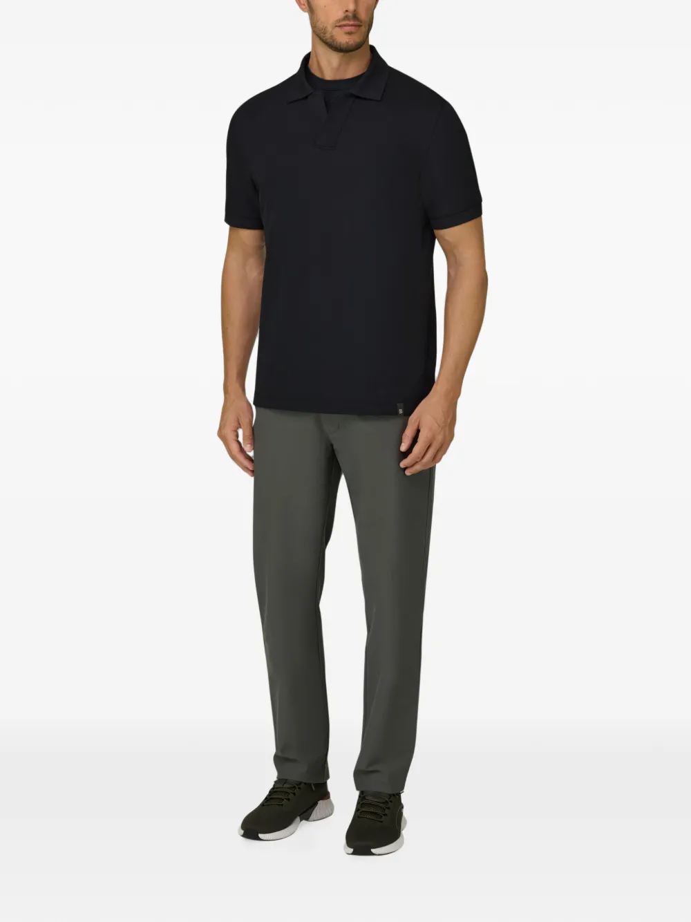 Boggi Milano Poloshirt van stretch-katoenen blend met piqué-effect Zwart