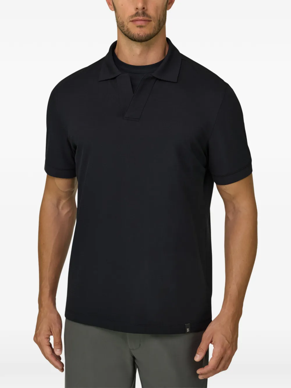Boggi Milano Poloshirt van stretch-katoenen blend met piqué-effect Zwart