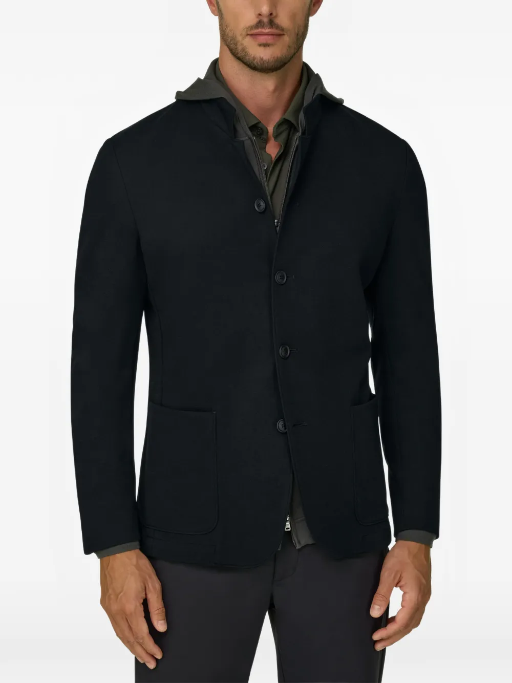 Boggi Milano B Tech blazer van wolblend Zwart