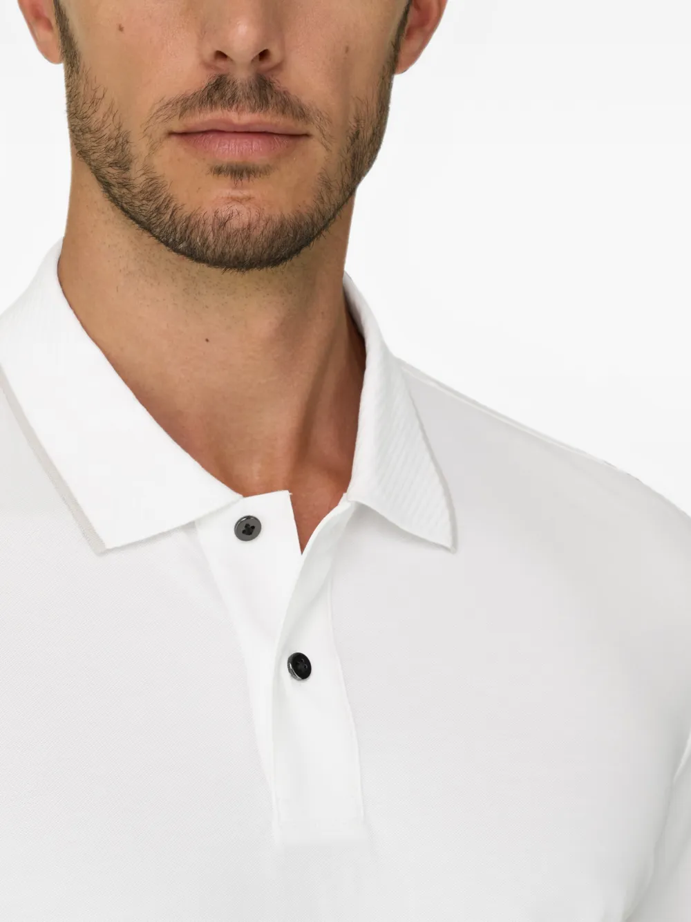 Boggi Milano Poloshirt van stretch-katoenen blend met piqué-effect Wit