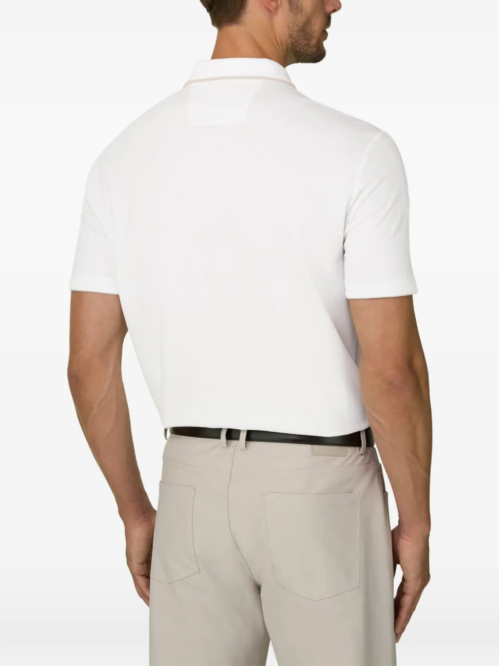 Boggi Milano Poloshirt van stretch-katoenen blend met piqué-effect Wit