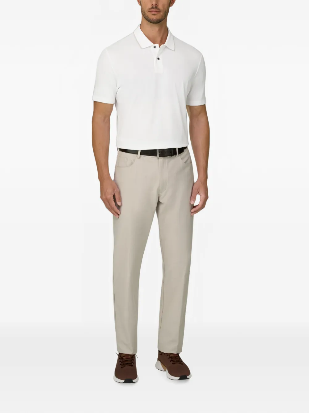 Boggi Milano Poloshirt van stretch-katoenen blend met piqué-effect Wit