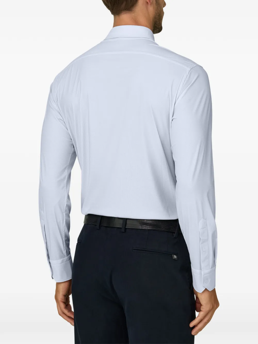 Boggi Milano Nylon stretch slim-fit B Tech overhemd met patroon Blauw