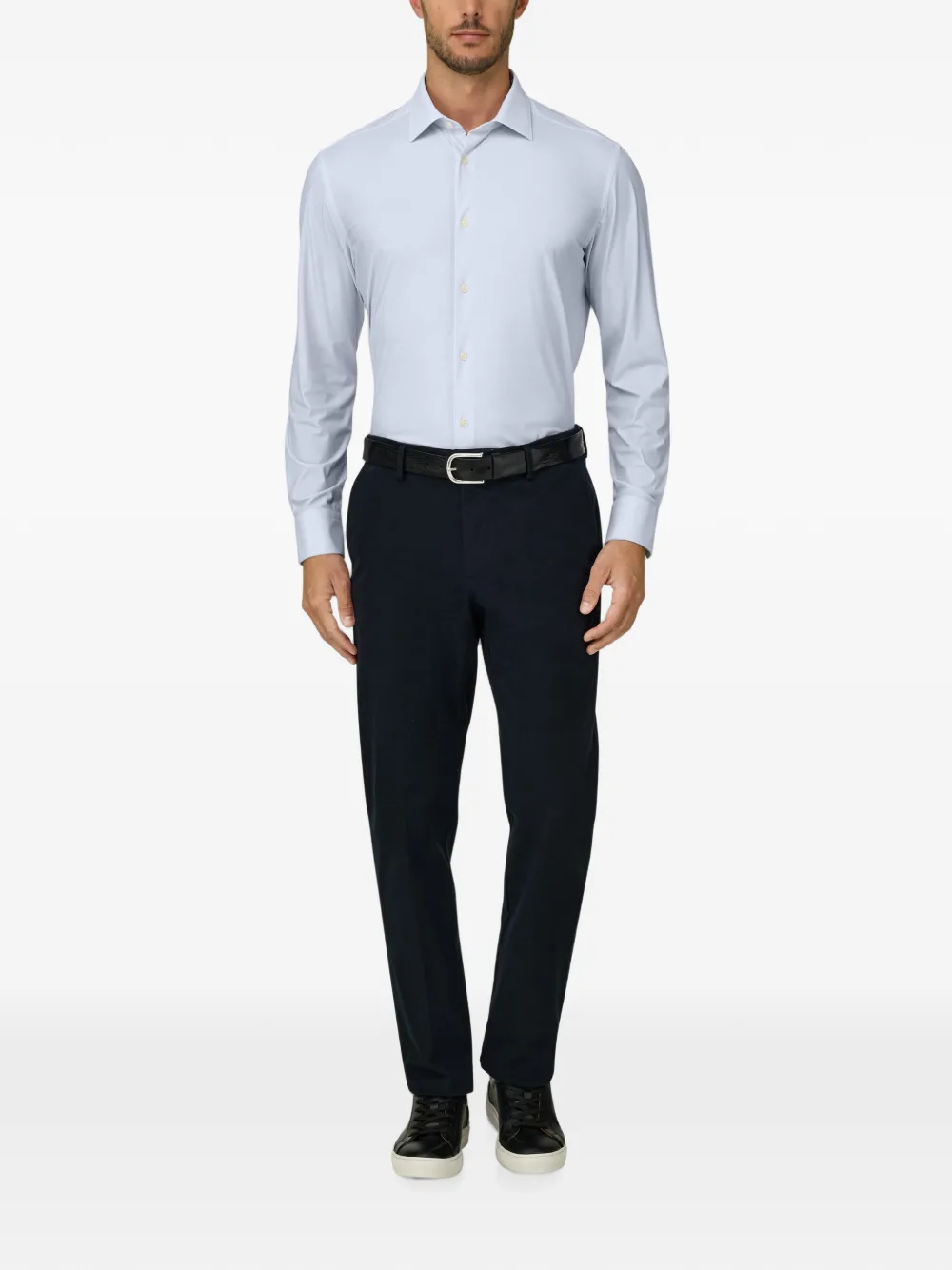Boggi Milano Nylon stretch slim-fit B Tech overhemd met patroon Blauw