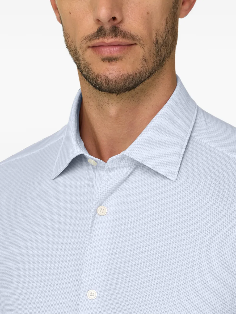 Boggi Milano Nylon stretch slim-fit B Tech overhemd met patroon Blauw