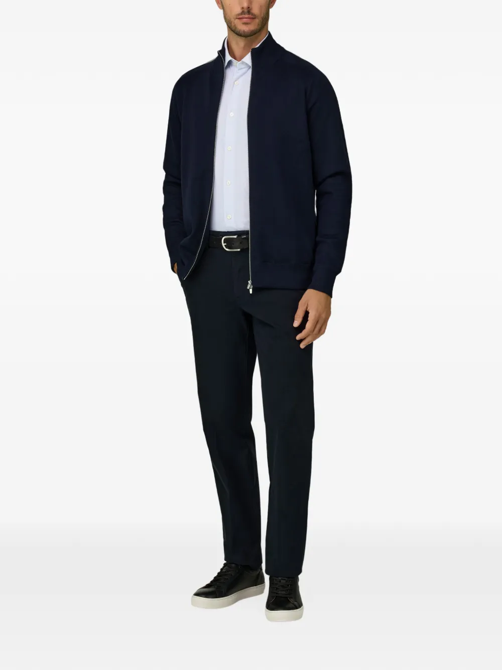 Boggi Milano Trui van merinowolblend met rits Blauw
