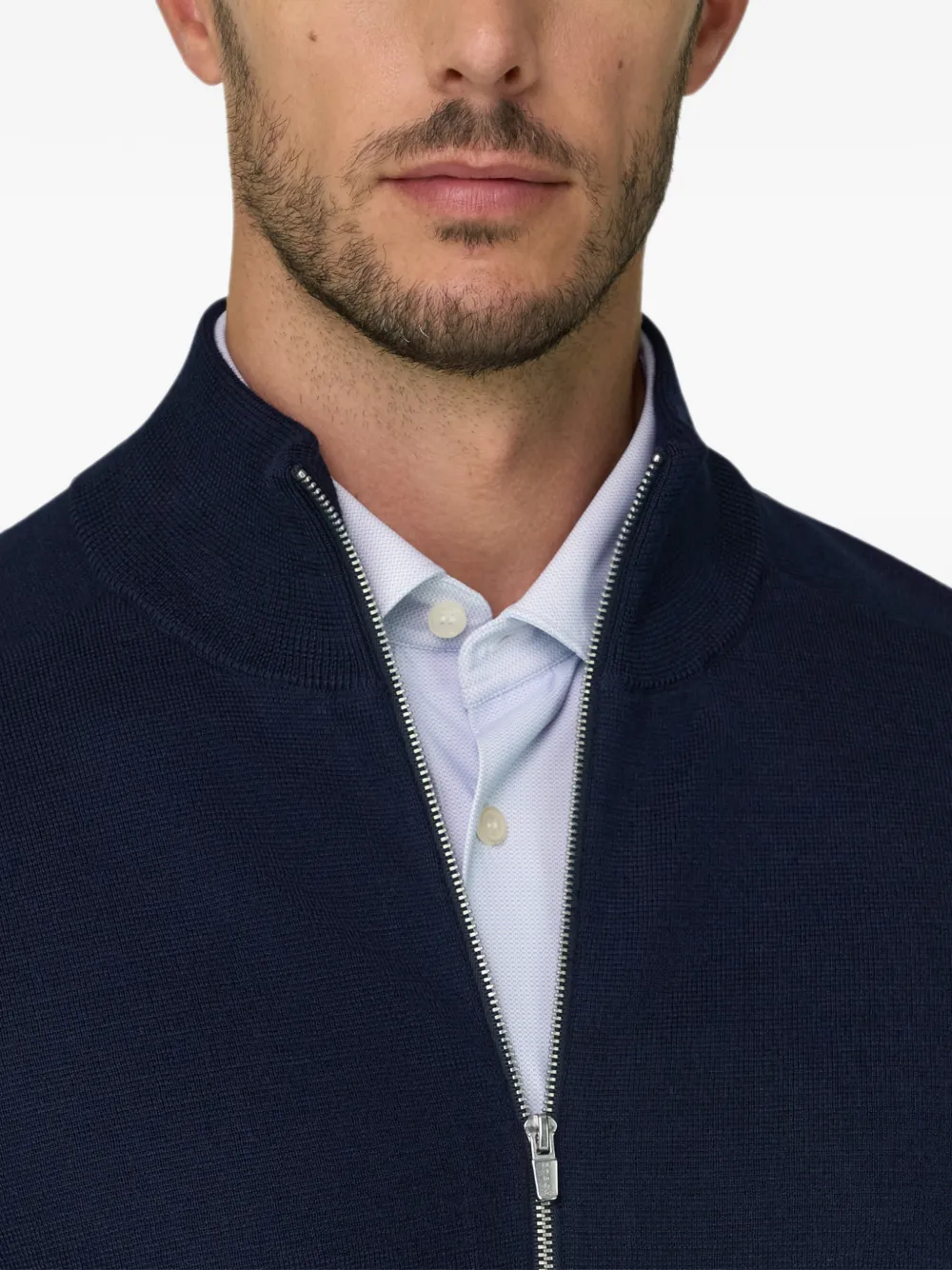 Boggi Milano Trui van merinowolblend met rits Blauw