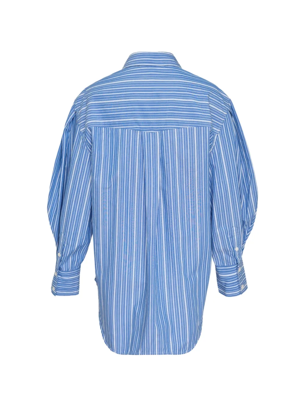 GANNI Gestreepte blouse met geplooide mouwen Blauw