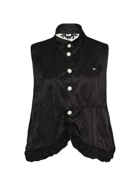Renli Su curved-hem floral-button vest