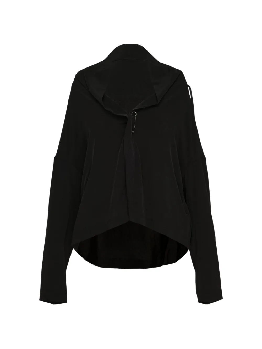 Yohji Yamamoto safety-pin-fastening drawstring jacket - Schwarz