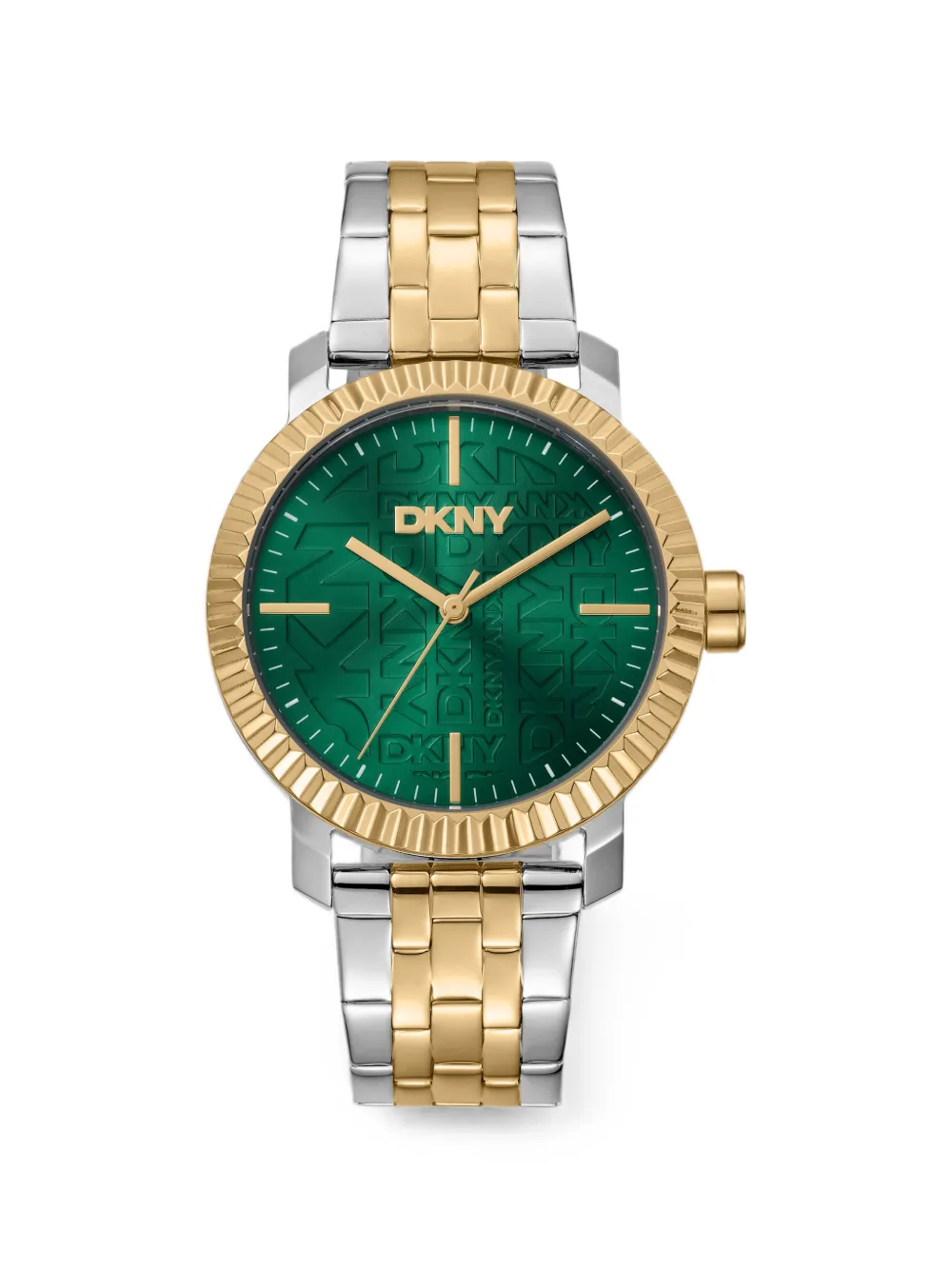 DKNY Armbanduhr mit geriffelter Lünette 36mm - Grün