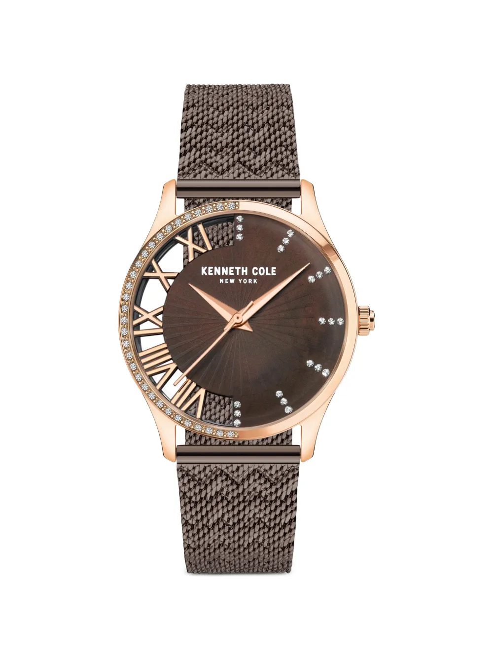 KENNETH COLE Armbanduhr mit Kristallverzierung 36mm - Braun