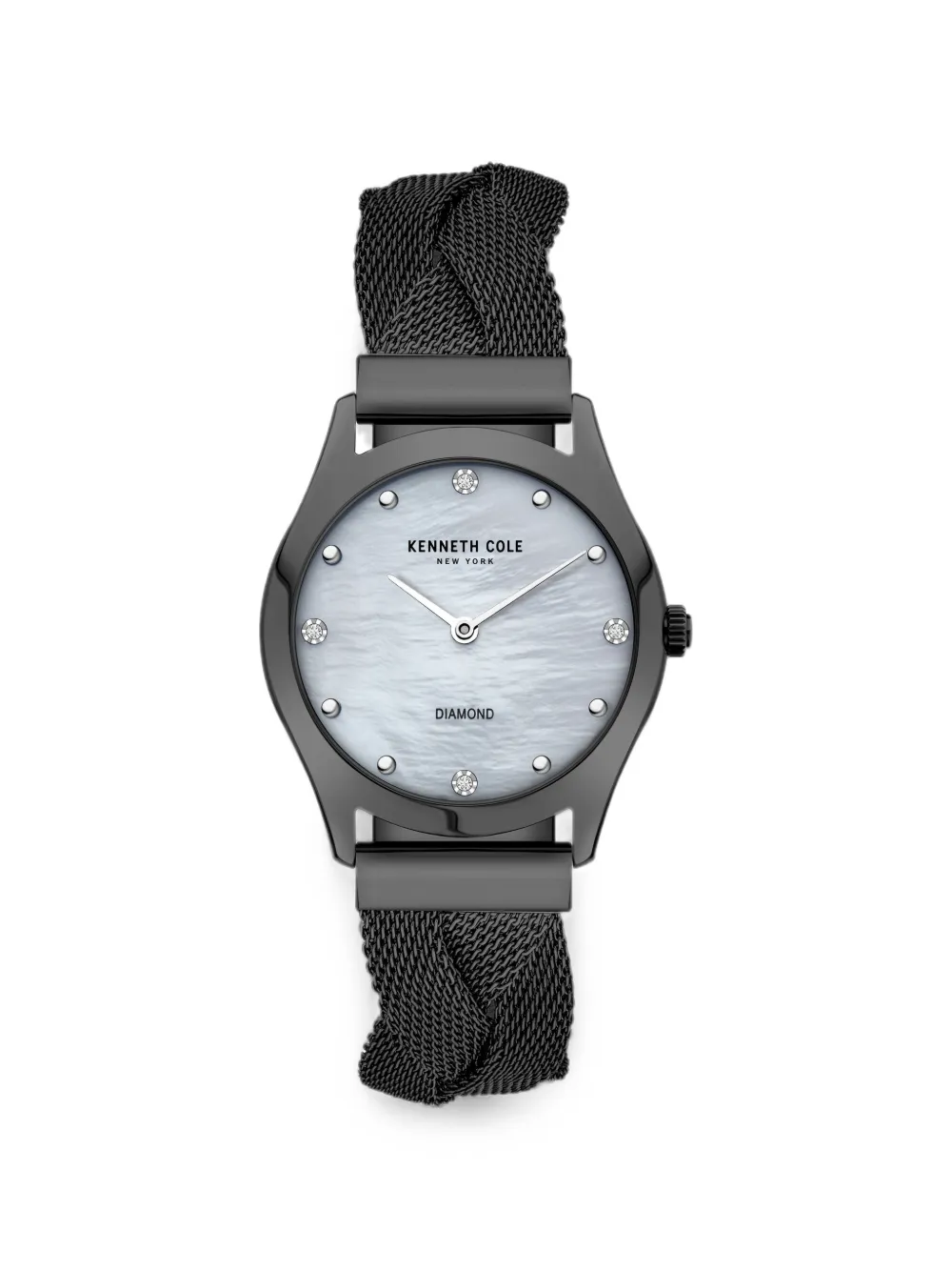 KENNETH COLE Armbanduhr mit geflochtenem Riemen 34mm - Weiß