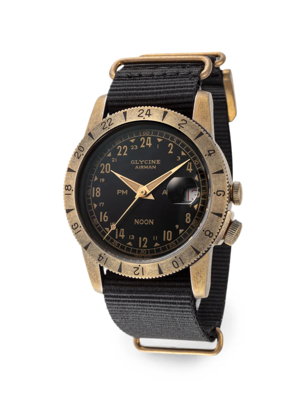 Glycine Airman Vintage Noon 40mm watch - Nero