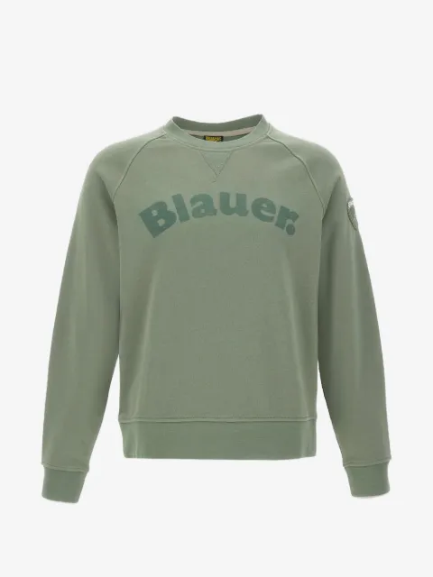 Blauer sweater med raglanærmer og logotryk