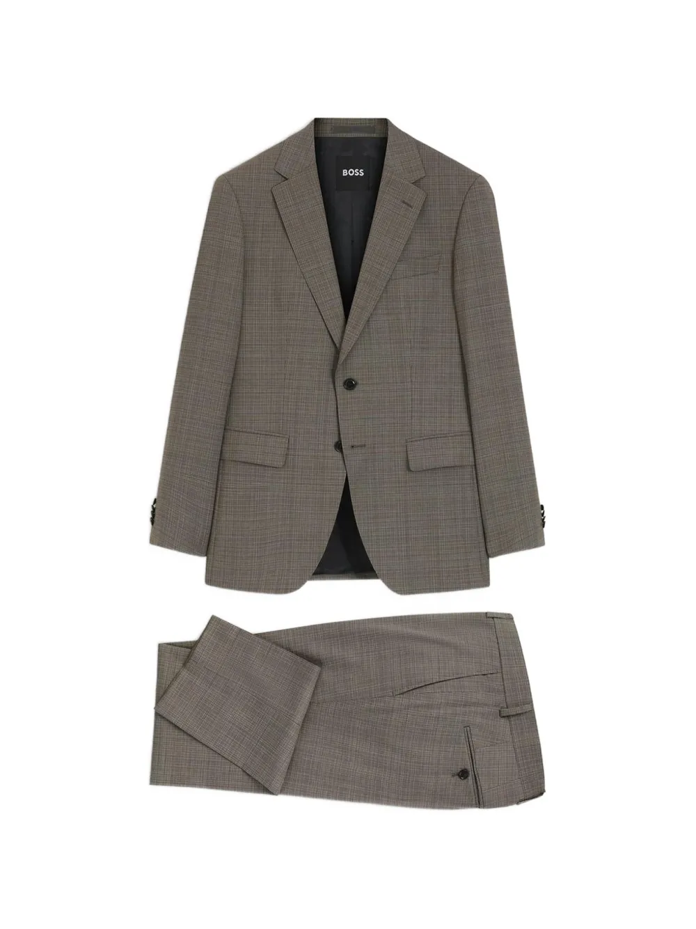 BOSS H-Huge two-piece slim-fit suit in checked stretch wool - Grigio