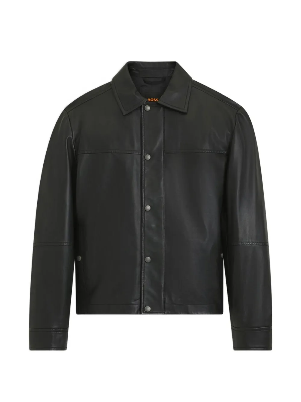 BOSS leather press-stud jacket | Black | Image 1