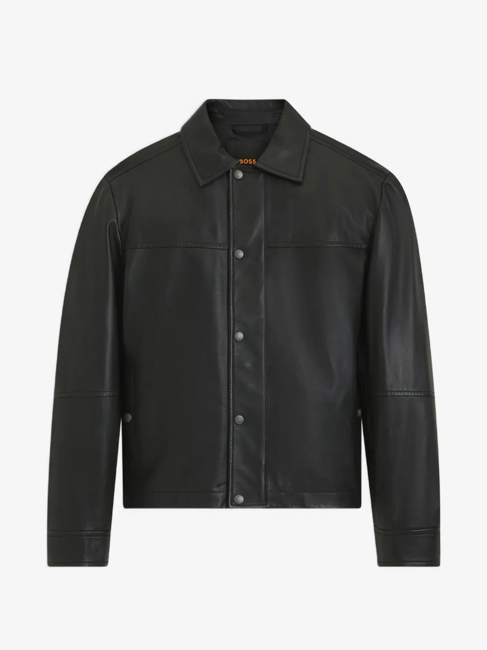 BOSS leather press-stud jacket | Black | Image 1