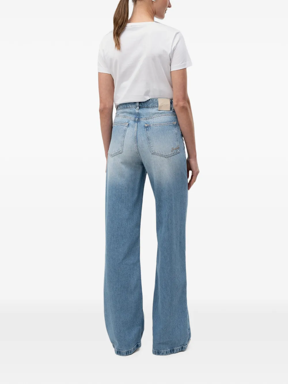 BOSS Marlene high-waist regular-fit jeans met gekruiste bandjes Blauw