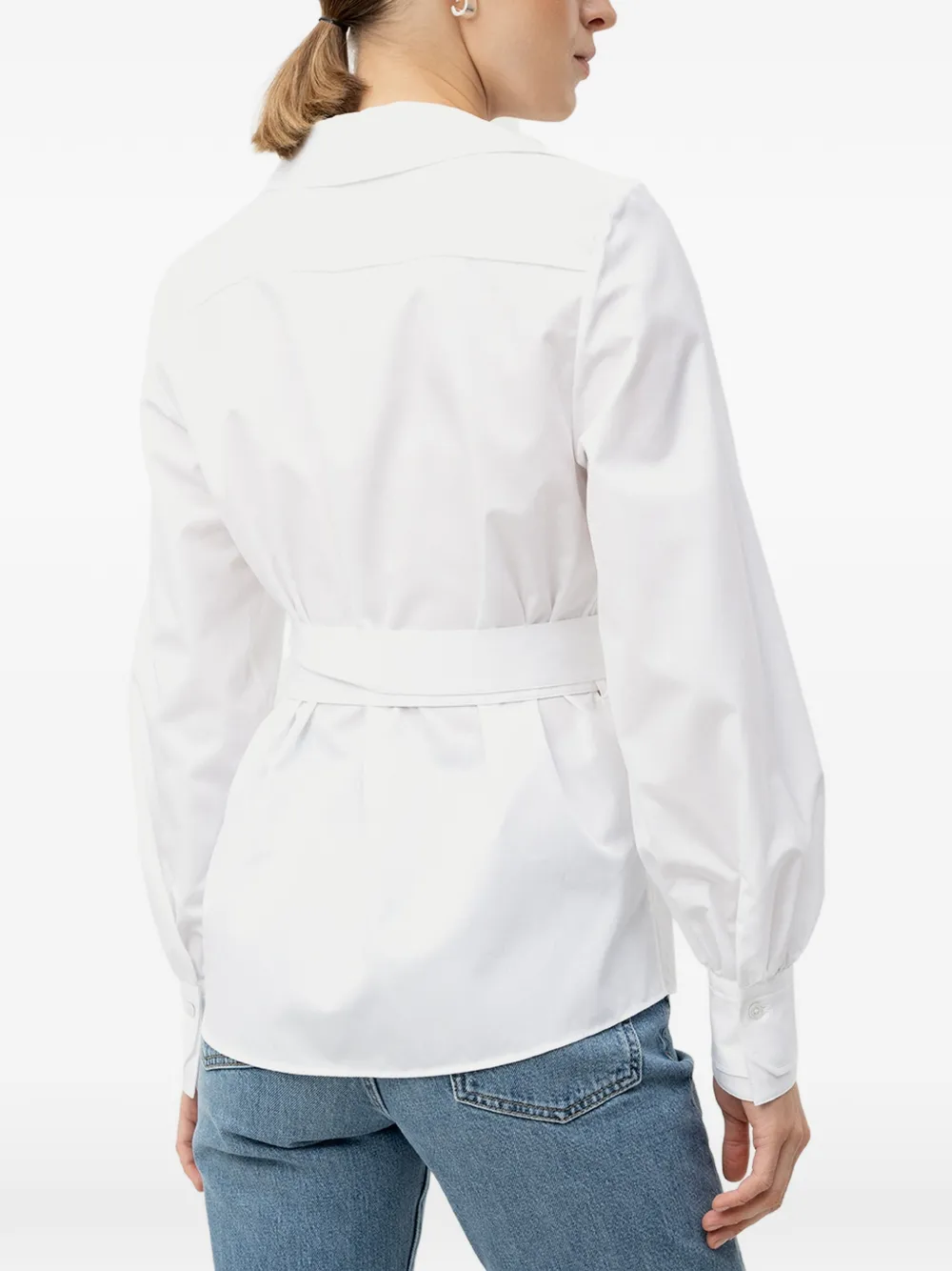 BOSS Regular-fit blouse met wikkelvoorkant Wit