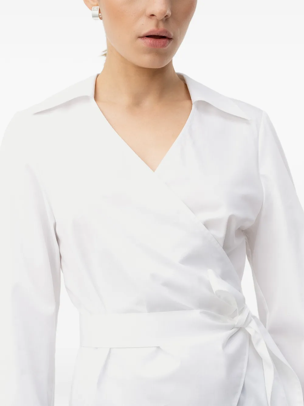 BOSS Regular-fit blouse met wikkelvoorkant Wit