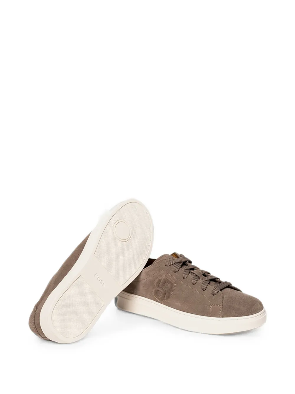 BOSS logo-em ed suede sneakers Bruin