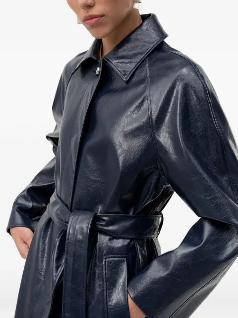 HUGO belted crinkled-finish coat